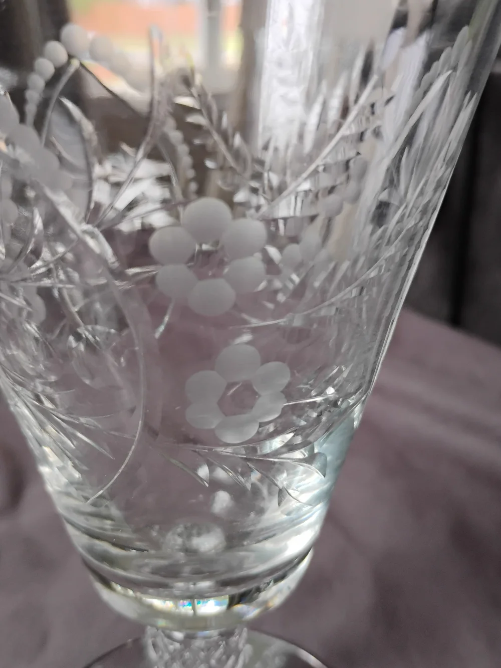 Etched Crystal 6 Piece Set — Rare Vintage Intricate Design